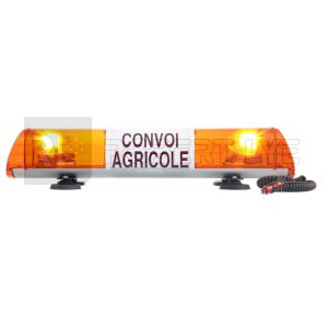 Rampe lumineuse magnétique CONVOI AGRICOLE équipée de 2 feux tournants à ampoule - Gamme SIRENA