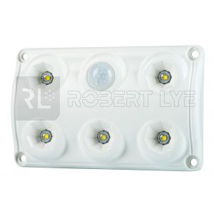 Plafonnier 5 Leds avec détecteur de mouvement - A poser - 12/24 Volts - L 120 x l 75 x Ep 16 mm - IP65