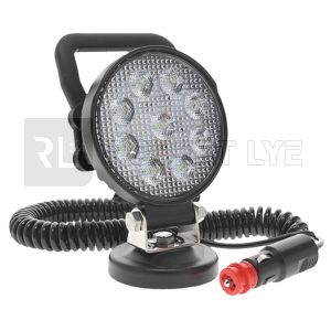 Phare de travail rond magnétique avec poignée 9 Leds OSRAM - 10/30 Volts - Ø 107 x H 133 x Ep 41,5 mm - IP67/IP69K