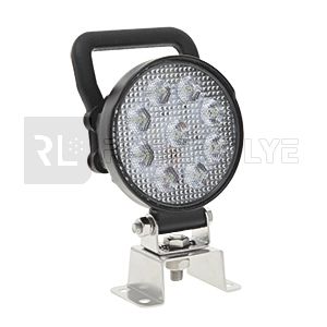 Phare de travail rond avec poignée et interrupteur 9 Leds OSRAM - 10/30 Volts - Ø 107 x H 133 x Ep 41,5 mm - IP67/69K