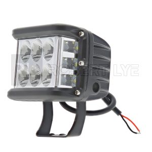 Phare de travail rectangle 6 Leds type CREE + 6 Leds latérales - 9/32 volts - L 98 x H 76  x Ep 82 mm  - IP67