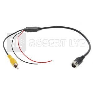 Adaptateur 4pins mâle à visser/ RCA mâle et alimentation (positif et masse)