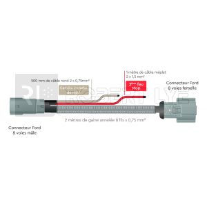 Faisceau alimentation pour feu stop additionnel ET caméra ou radar de recul pour Ford Transit