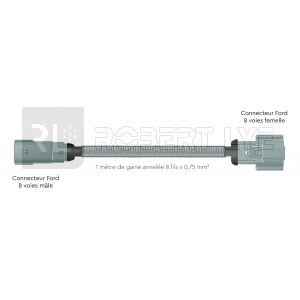  Prolongateur gaine annelée connecteur 8 voies mâle/femelle pour rallongement de châssis pour Ford Transit