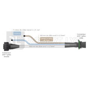 Prolongateur de faisceau avec 1 sortie pour veilleuse et 1 sortie pour caméra ou radar de recul