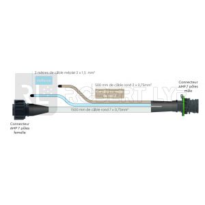 Prolongateur de faisceau avec 1 sortie pour veilleuse et 1 sortie pour caméra ou radar de recul (Pour feu LC9)