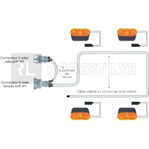 Kit 12 Volts avec 4 feux latéraux pour Renault Master / Ford Transit / Mitsubishi Canter et Fuso