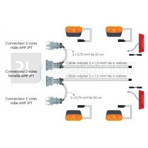 Kit 12 Volts avec 4 feux latéraux + 2 feux haut de caisse pour Renault Master / Ford Transit