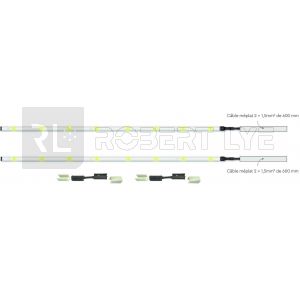 Kit de 2 bandes LED 24 volts avec sortie câblé en méplat 2 x 1.5mm² + 2 connecteurs snap-in