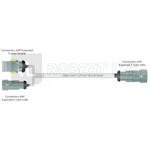 Faisceau de dérivation pour alimentation de 2 bandes LED pour détecteur 520750 - Version PL
