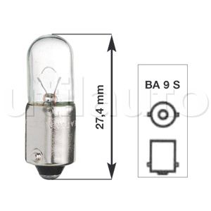 Lampe témoin - Culot métal BA 9 S - Hauteur 27,4 mm