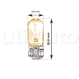 Lampe témoin orange T10 - Culot verre - Wedge Base - Hauteur 26,8 mm x largeur 10,3 mm