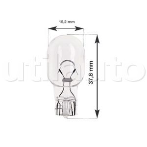 Lampe témoin T16 - Culot verre - Wedge Base - Hauteur 37,8 mm x largeur 15,2 mm