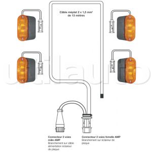 kit électrique 12 Volts pour bennes, plateaux... Renault Maxity ou Nissan Cabstaranter