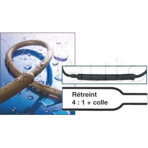 Manchon gaine thermorétractable semi-rigide double paroi - Rétreint 4:1 + colle