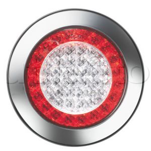 Feu arrière modulaire à Leds avec enjoliveur chromé brillant - 24 Volts - ø 155 mm 