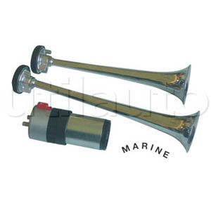 Avertisseur avec électro-compresseur 2 trompes métal - 24 Volts - Marine