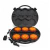 Kit 6 balises de signalisation magnétiques à Leds orange avec valise de rangement - IP67