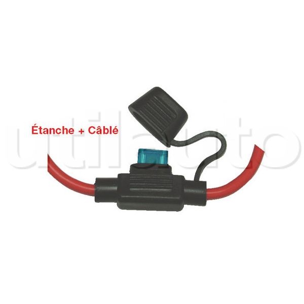 Porte fusible étanche pré câblé 12 volts + fusible 20 ampères