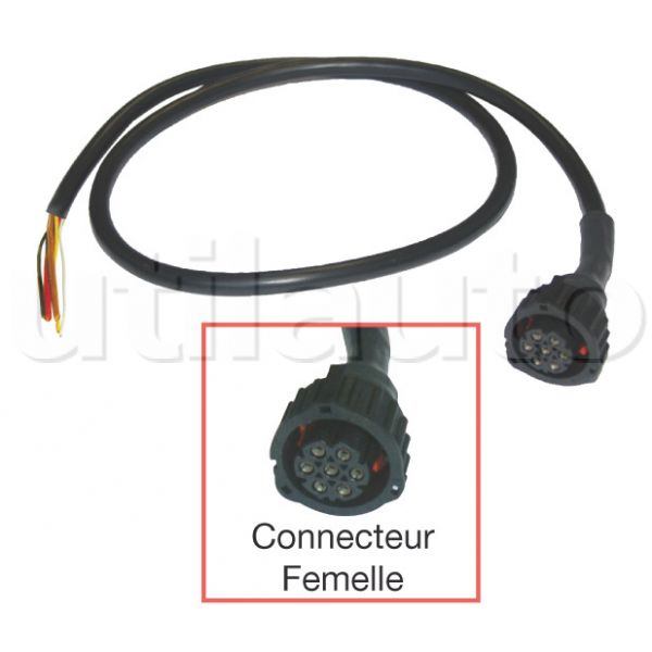 Prolongateur de faisceau avec un connecteur mâle AMP 7 pôles et un  connecteur femelle AMP 7 pôles