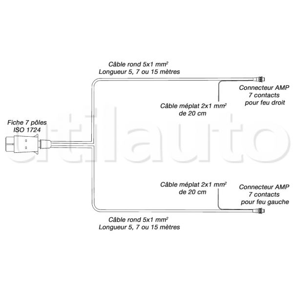 Câble d'alimentation de remorque - 7 broches - 5 mètres